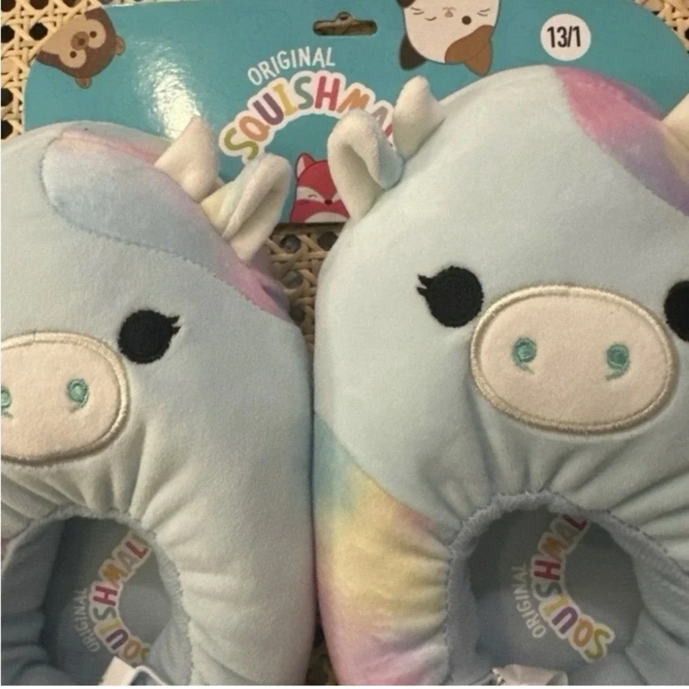 Squishmallows Bubba the Cow Plush Slippers Blue Tie Dye Kids Size 13/1 New